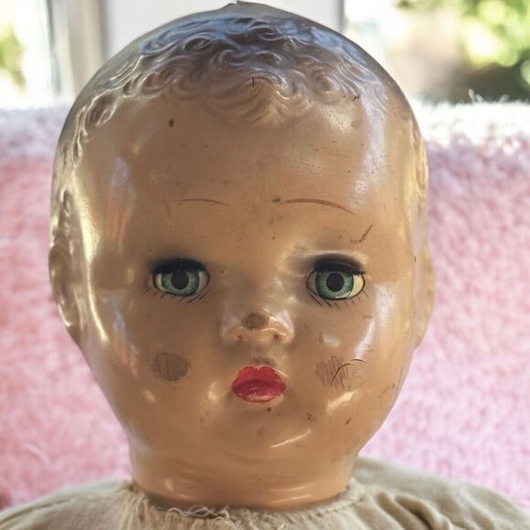 Antique Pre 1940 China Porcelain Baby Doll with Blinking Eyes - Picture 4 of 6